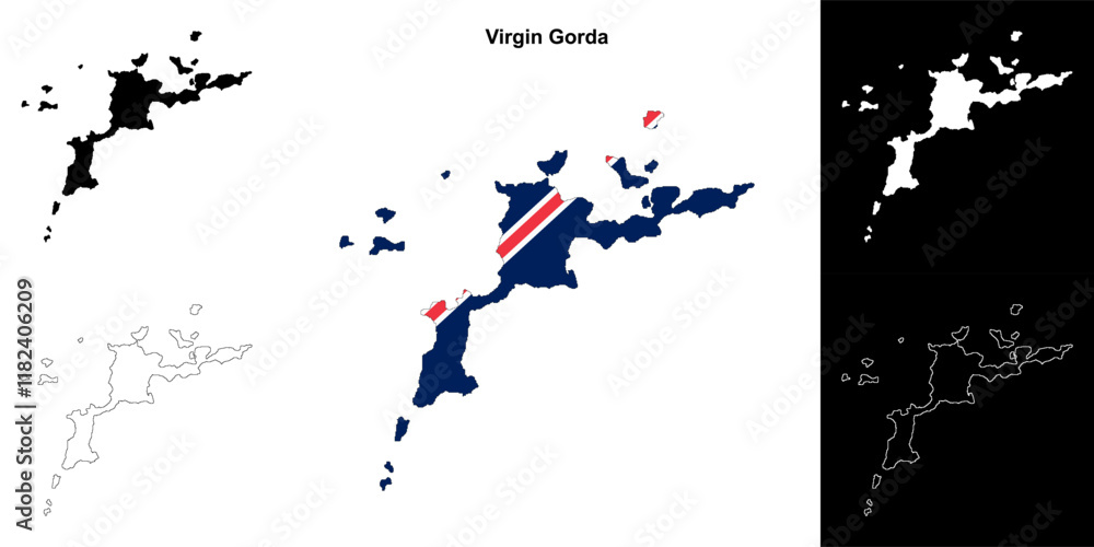 Obraz premium Virgin Gorda district outline map set