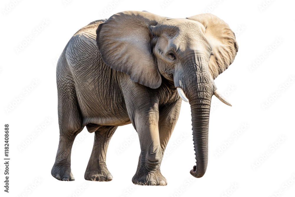 Fototapeta premium Large African Elephant isolated on white background PNG