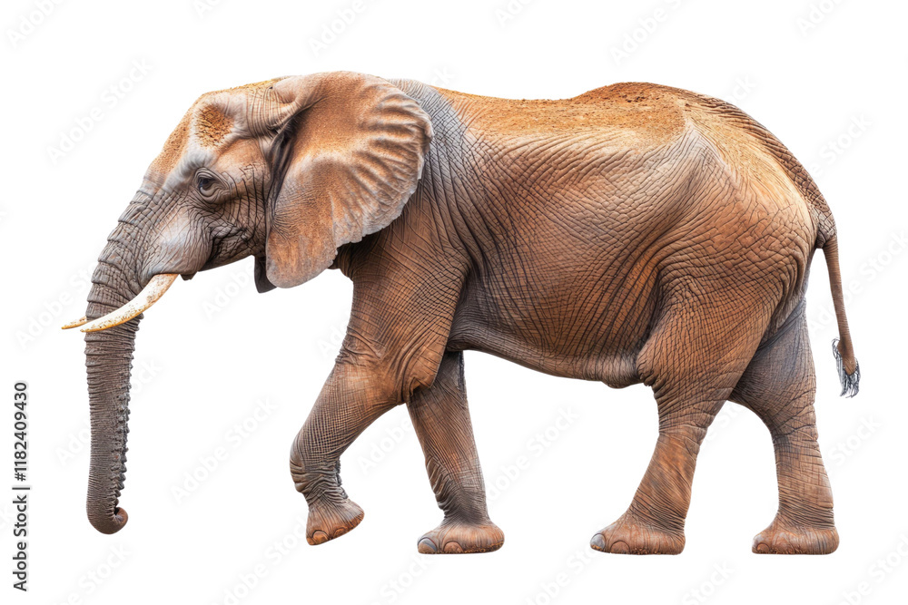 Fototapeta premium Large African Elephant isolated on white background PNG