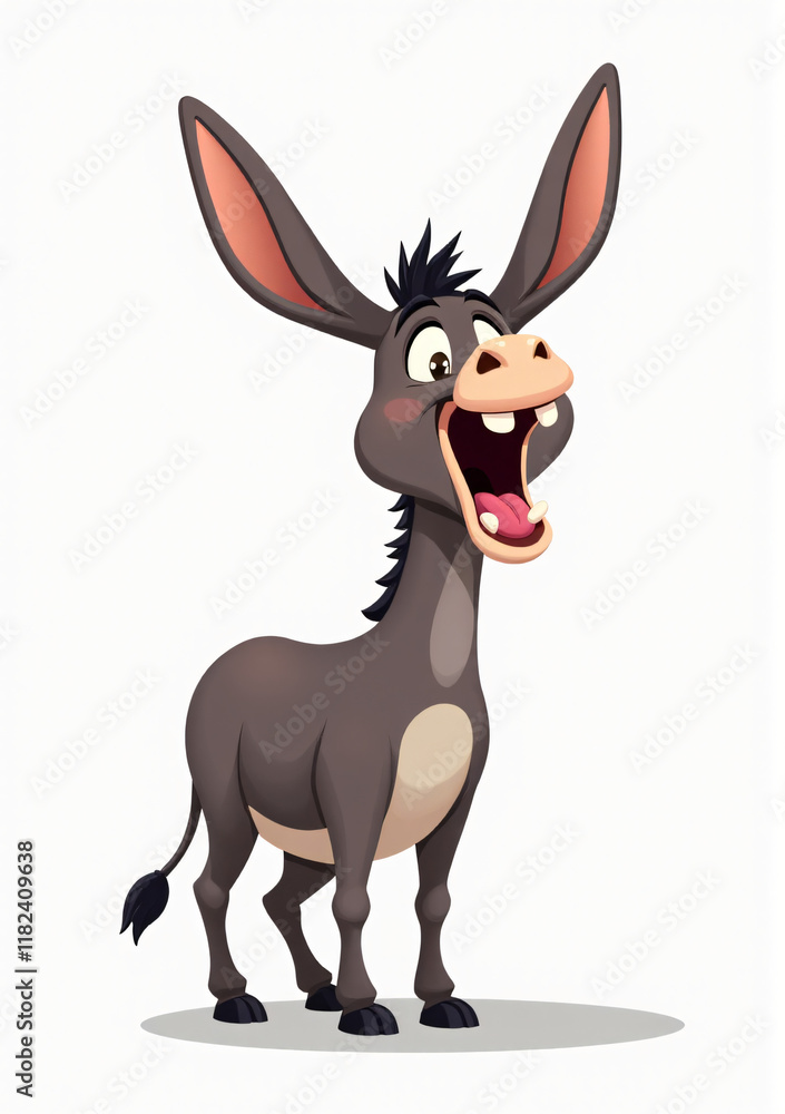 Cute Donkey with Open Mouth, 2D Vector Cartoon Animal Illustration
Cute Donkey with Open Mouth, 2D Vector Cartoon Animal Illustration