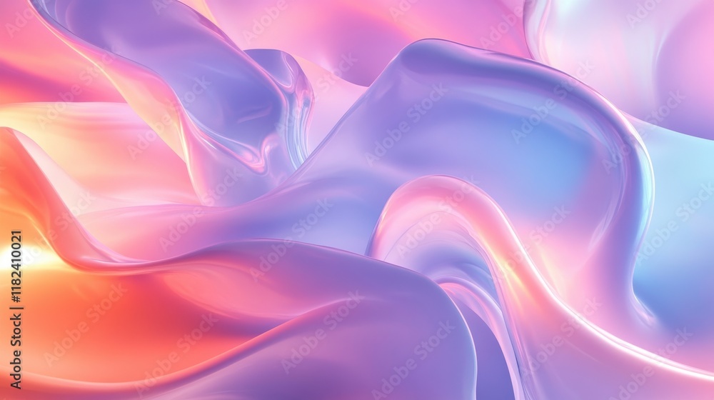 Obraz premium Organic flow shapes with light effects abstract art digital creation minimal background smooth transitions modern design