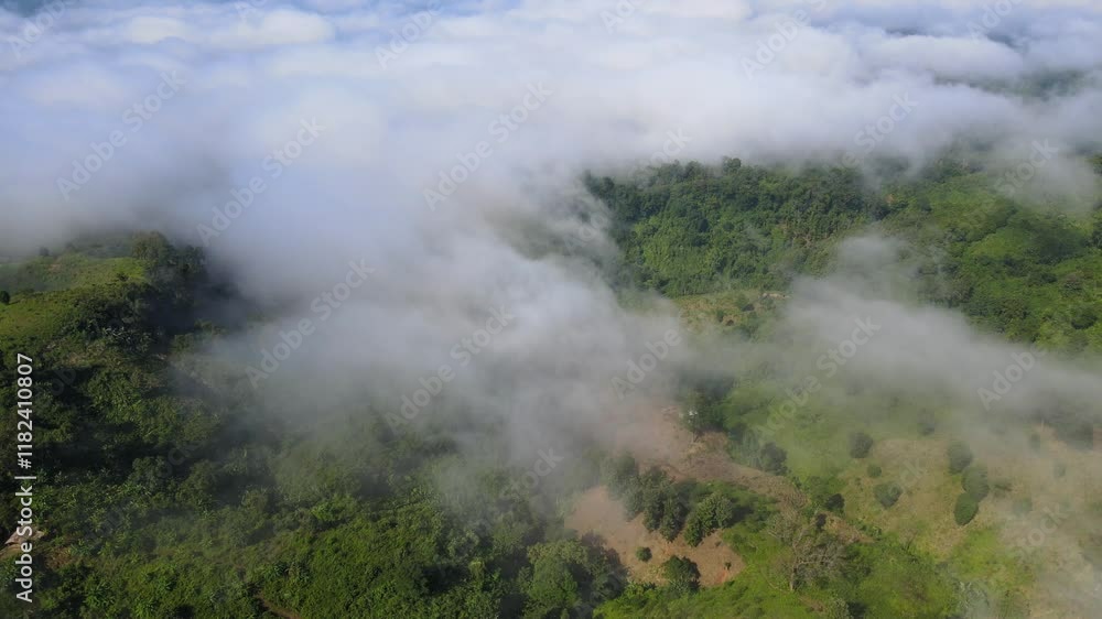 Aerial Drone View of Cloudscape Over Lush Green Mountains in Bandarban, Bangladesh Aerial Drone View of Cloudscape Over Lush Green Mountains in Bandarban, Bangladesh