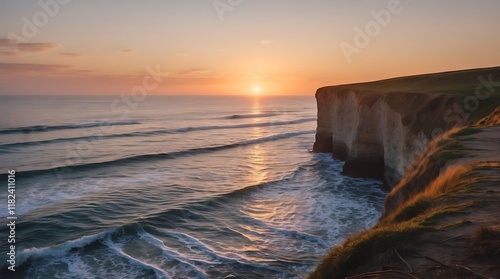 Wallpaper Mural Sunset Coastline Cliffs Ocean Waves New Zealand Torontodigital.ca
