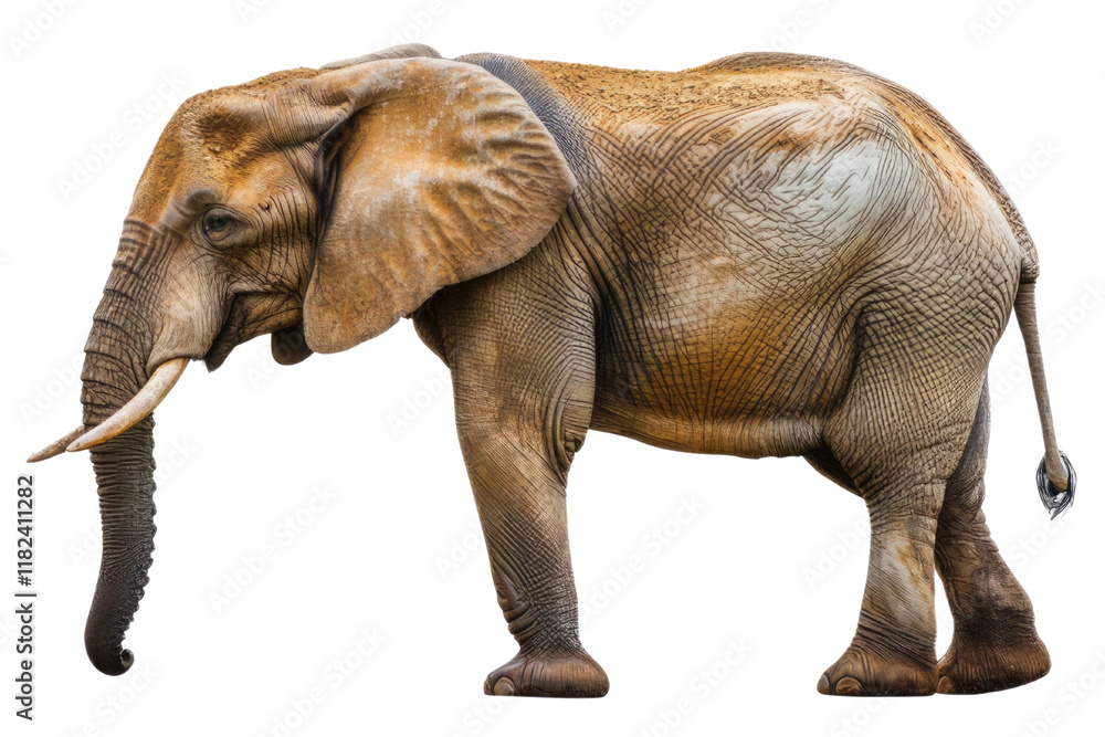 Fototapeta premium Large African Elephant isolated on white background PNG