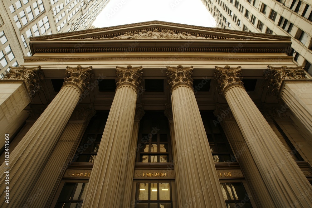 Classical building facade, tall columns, ornate details. Classical building facade, tall columns, ornate details.
