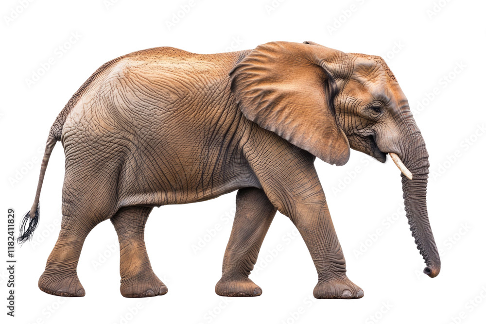 Fototapeta premium Large African Elephant isolated on white background PNG