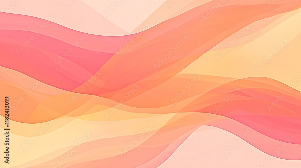 Fototapeta premium Abstract Pink and Orange Wave Background Soft Pastel Color Gradient