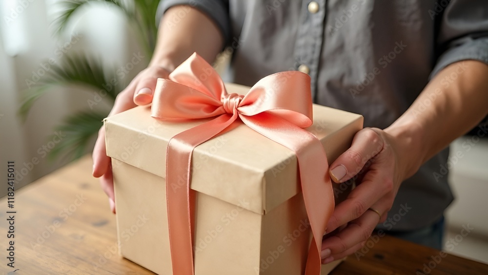 Mockup, Hands delivering a carton box, delivery service Mockup, Hands delivering a carton box, delivery service
