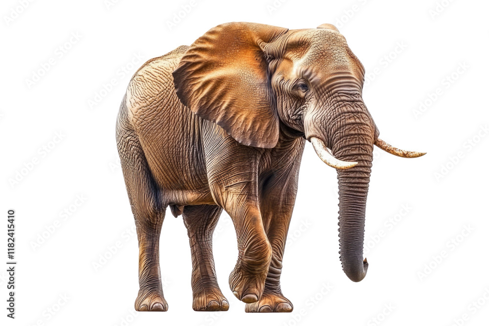 Fototapeta premium Large African Elephant isolated on white background PNG