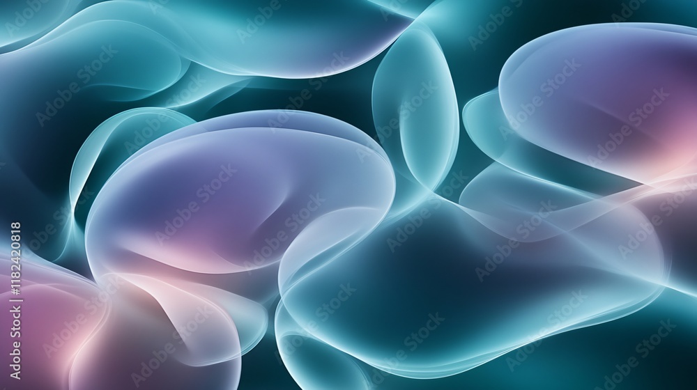 Fototapeta premium Abstract Teal and Purple Flowing Forms Background