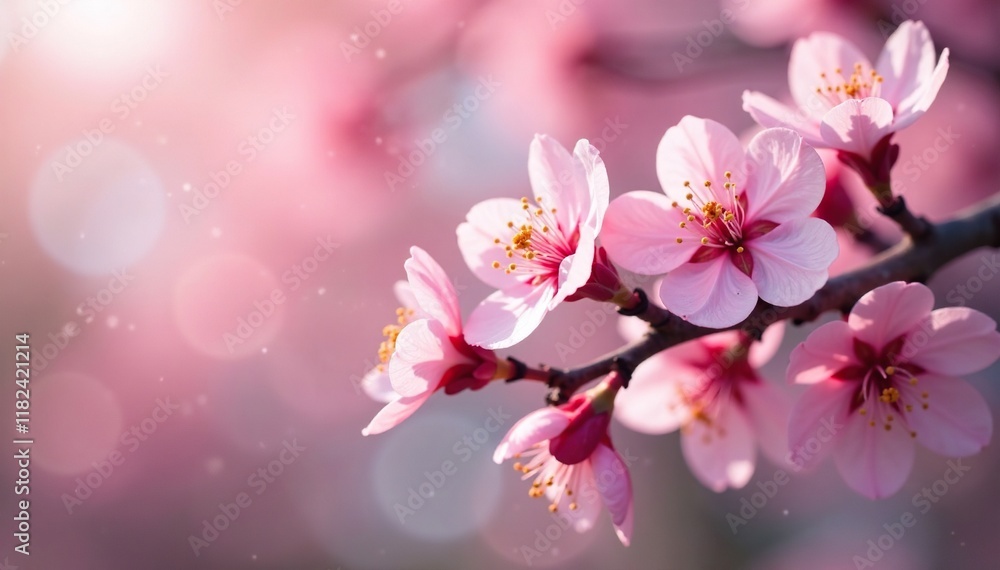 Blossom petals unfolding from a branch on a tree in spring, sakura, tree, blossom Blossom petals unfolding from a branch on a tree in spring, sakura, tree, blossom