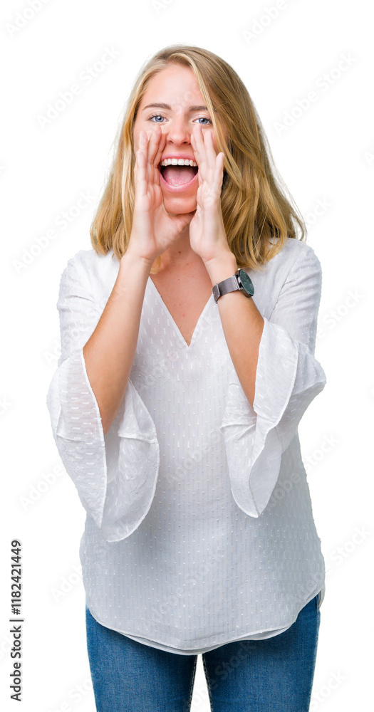 Beautiful young elegant woman over isolated background Shouting angry out loud with hands over mouth Beautiful young elegant woman over isolated background Shouting angry out loud with hands over mouth