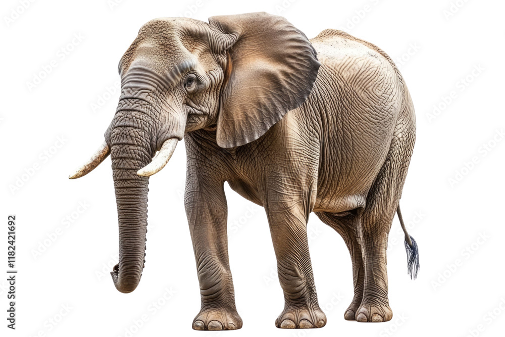 Fototapeta premium Large African Elephant isolated on white background PNG