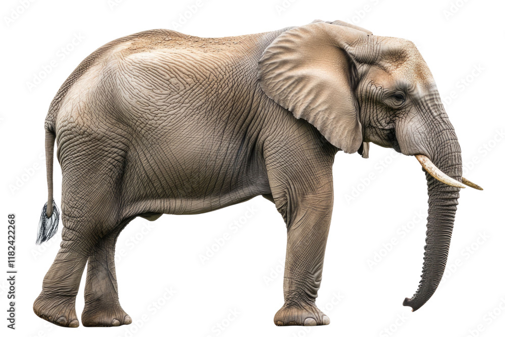 Fototapeta premium Large African Elephant isolated on white background PNG