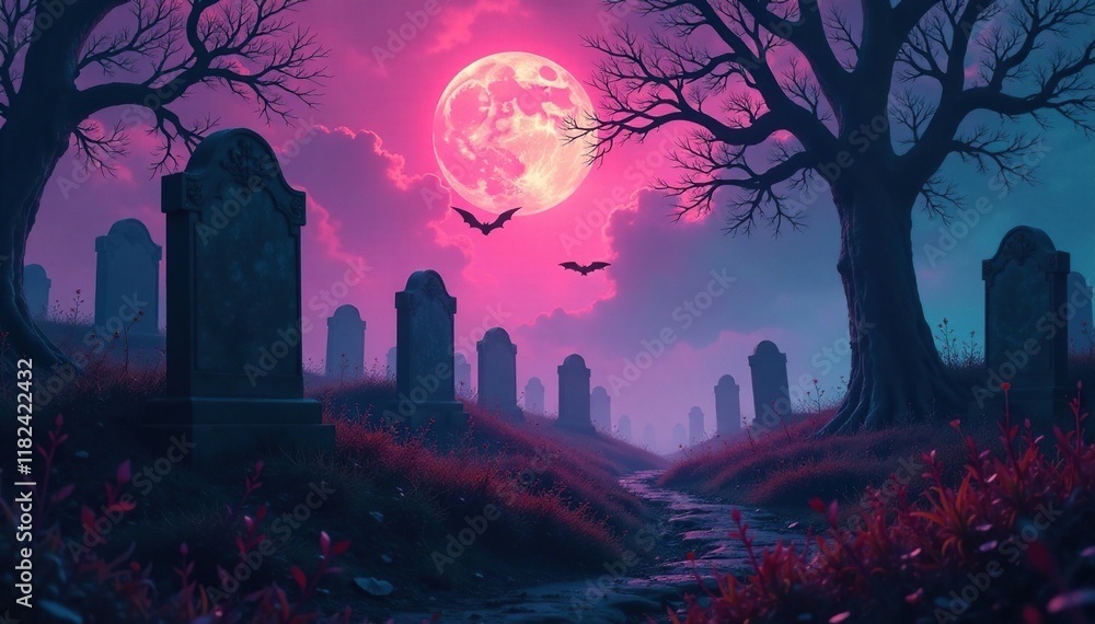 Shadows of spirits moving across tombstones in the misty graveyard, haunted, moving Shadows of spirits moving across tombstones in the misty graveyard, haunted, moving