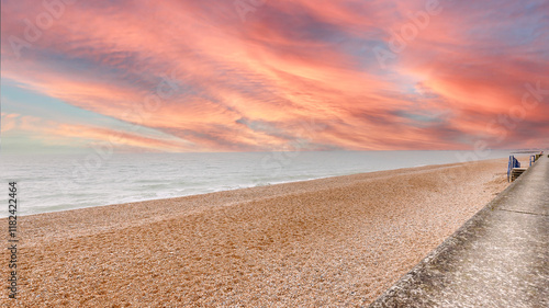 Sandgate pebble beach, near Folkestone, England