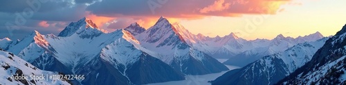 Obraz na płótnie Snow-capped mountain peaks in Spiti Valley at sunrise, himachal pradesh, high altitude, snow capped w salonie