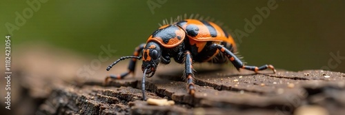 Osmoderma eremita hermit beetle on decaying wood, small, invertebrate, insectoid photo