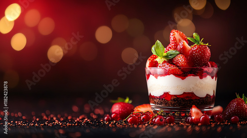 f1b0 , Panna cotta with strawberries, Elegant layered dessert