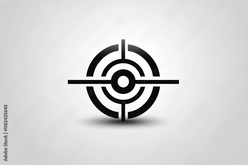Black and white target with a red dot in the center Black and white target with a red dot in the center
