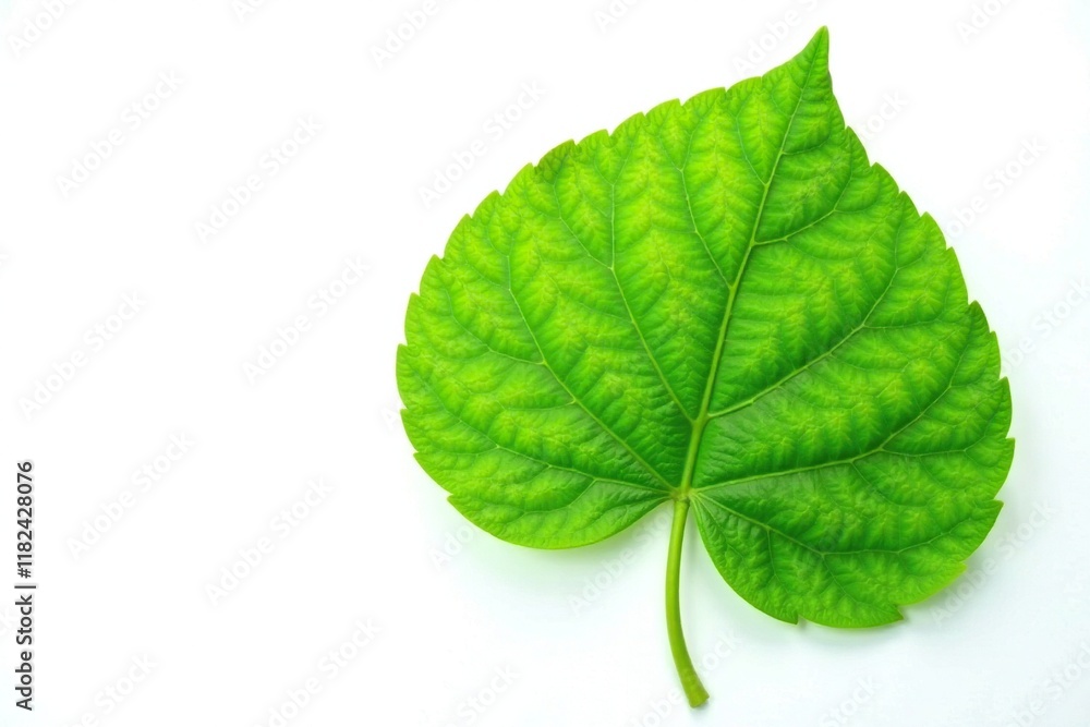 Obraz premium Single Mitragyna speciosa leaf isolated against white background, leaves, mitragyna speciosa