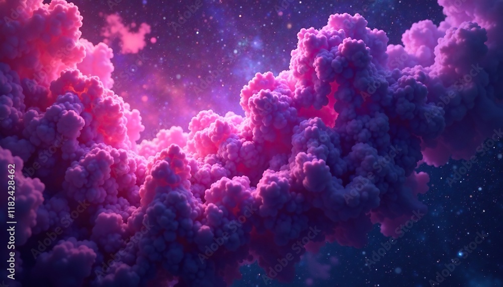 Fototapeta premium Cosmic dust cloud with swirling purple and pink gas, space, astronomical