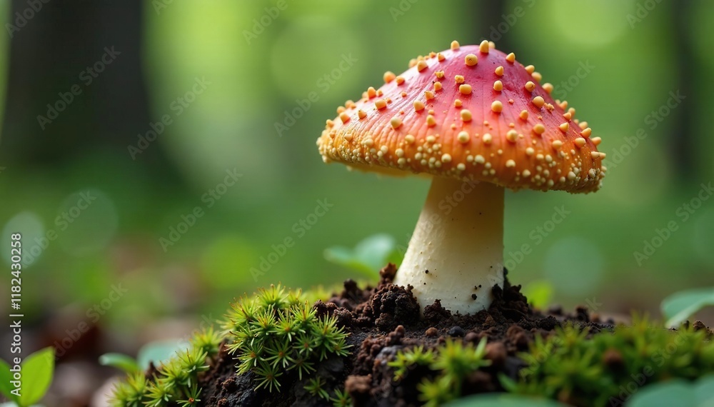 Fototapeta premium Lactarius deliciosus fruiting body on tree stump, fungi growth, edible mushroom, forest botany