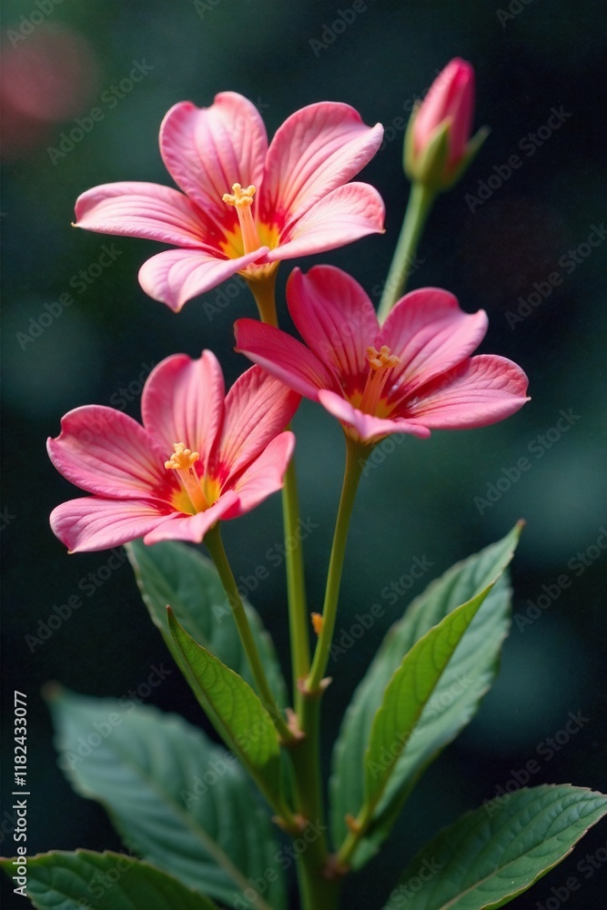 Fototapeta premium Flores de jazm?n en una maceta con suelo y agua, maceta, suelo