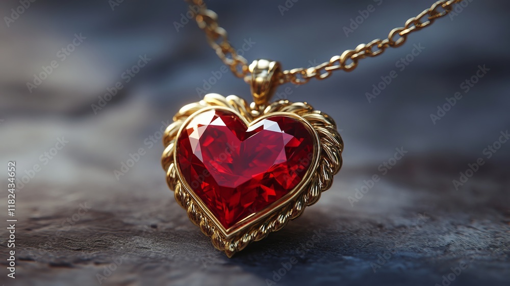 Radiant Red Heart Pendant: Exquisite Gold Jewelry Design Radiant Red Heart Pendant: Exquisite Gold Jewelry Design