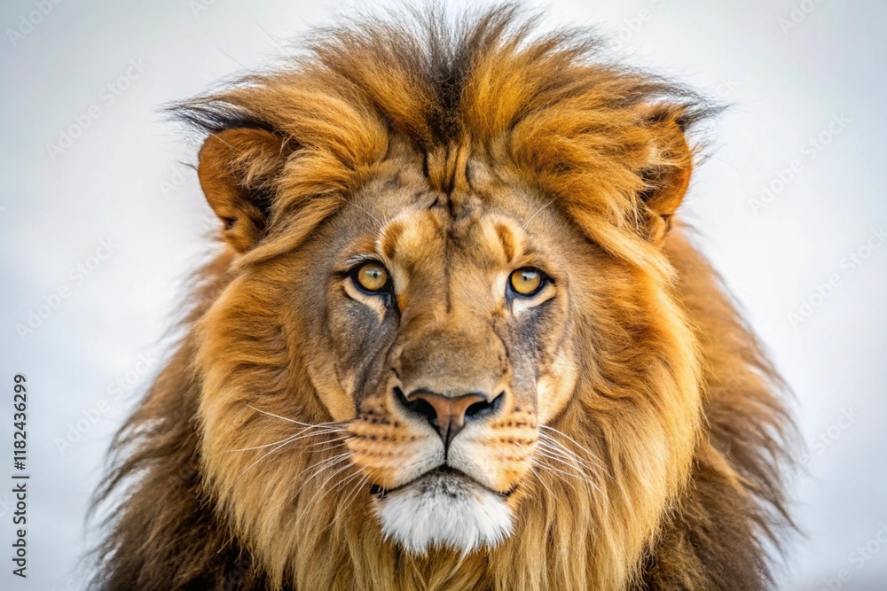 Fototapeta premium Close-up of lion, Panthera leo,isolated on white background 