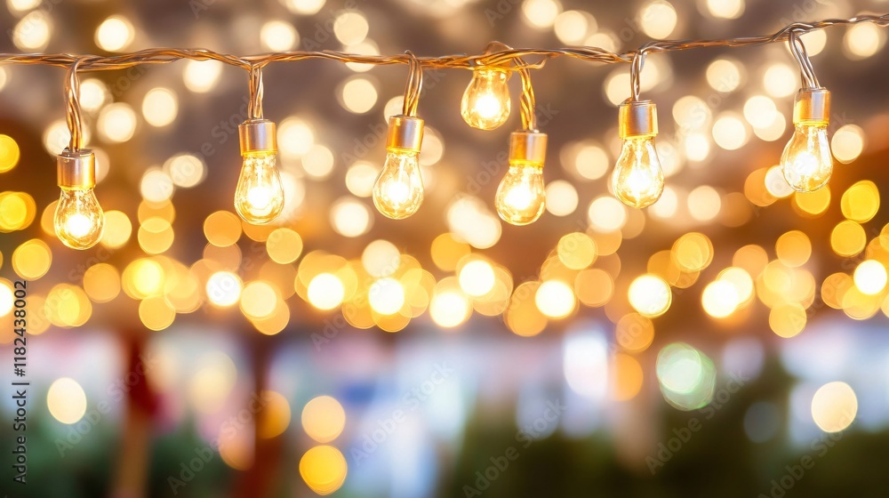 Glowing String Lights Festive Bokeh Background Glowing String Lights Festive Bokeh Background