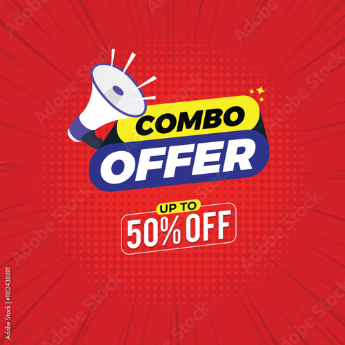 Combo Offer Social Media post with podium, Combo offer banner,
Special Offer and Promotional Post social media, Red color template, Empty podium with combo offer.