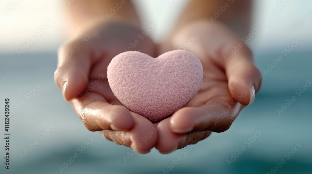 A person holding a pink heart in their hands A person holding a pink heart in their hands