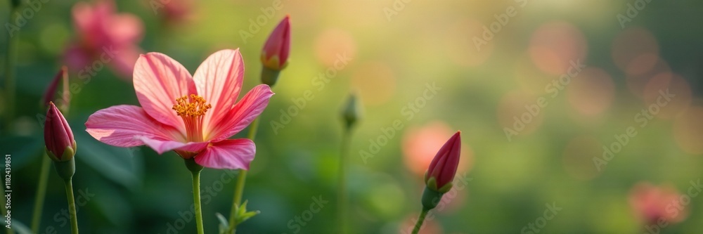 Delicate petals of deodeok flower gently swaying in the wind, deodeok, hanging Delicate petals of deodeok flower gently swaying in the wind, deodeok, hanging