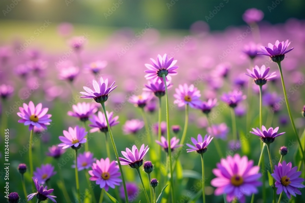 Field of purple flowers swaying in the breeze, blooms, plants Field of purple flowers swaying in the breeze, blooms, plants