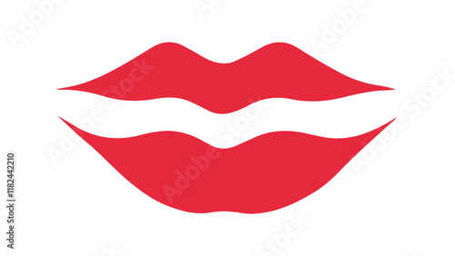 red lips isolated on white background, simple pink lips shape vector illustration