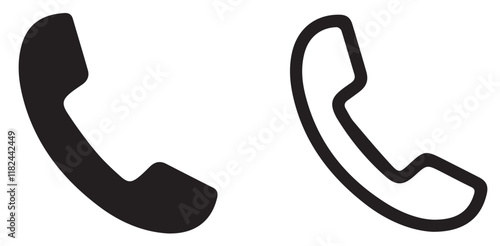 A black telephone icon, a classic phone icon design, a retro phone silhouette, a minimalist telephone symbol, a simple phone outline, a basic phone shape graphic.
