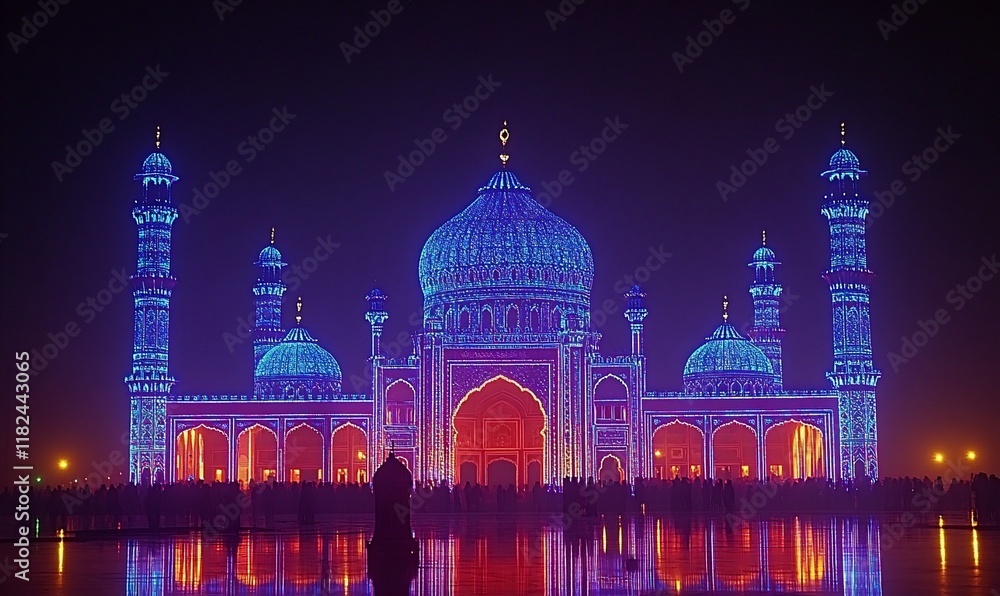 Fototapeta premium Illuminated Mosque at Night