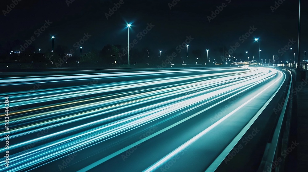 Night Highway Light Trails Abstract Speed Motion Blur Night Highway Light Trails Abstract Speed Motion Blur