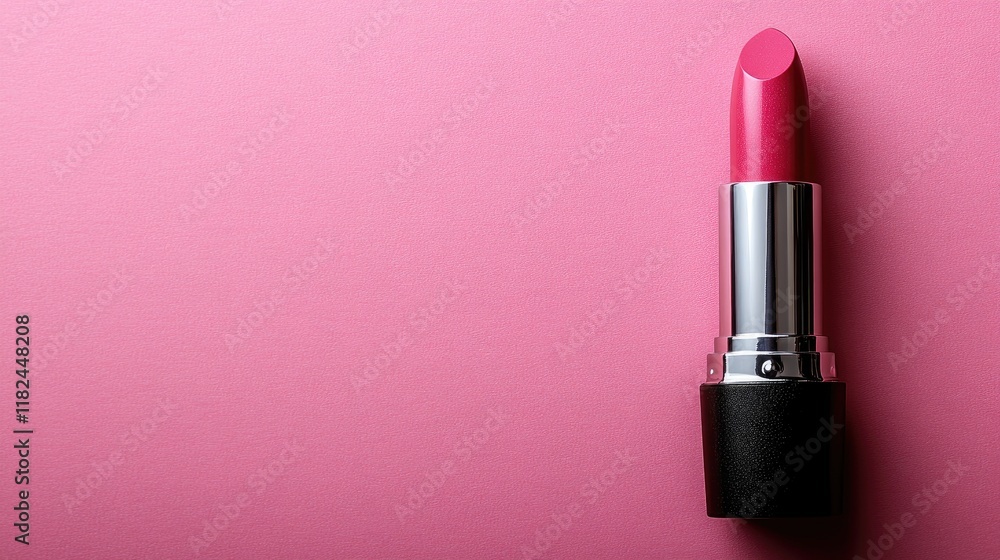 Vibrant Pink Lipstick on Bold Pink Background - Beauty and Fashion Concept Vibrant Pink Lipstick on Bold Pink Background - Beauty and Fashion Concept