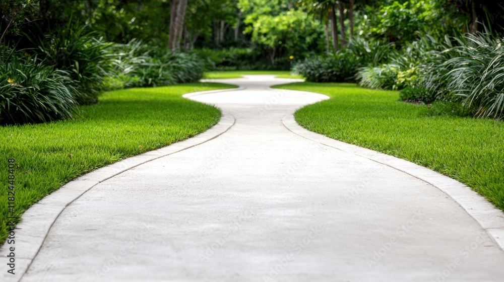 Obraz premium A walkway in the middle of a lush green park