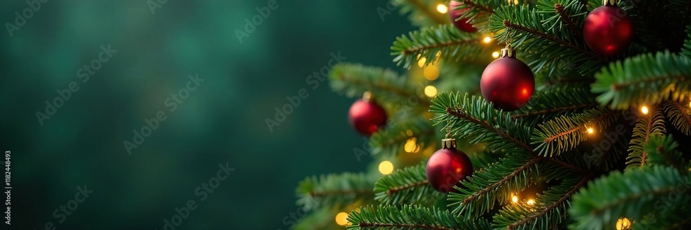 A lush green fir tree with lights and ornaments, christmas, trees, lights A lush green fir tree with lights and ornaments, christmas, trees, lights