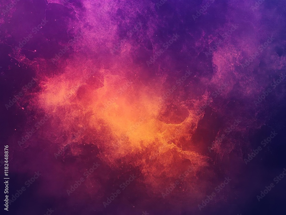 mysterious dark gradient background with vibrant purple and orange noise texture creating retro futuristic atmosphere, abstract digital art design