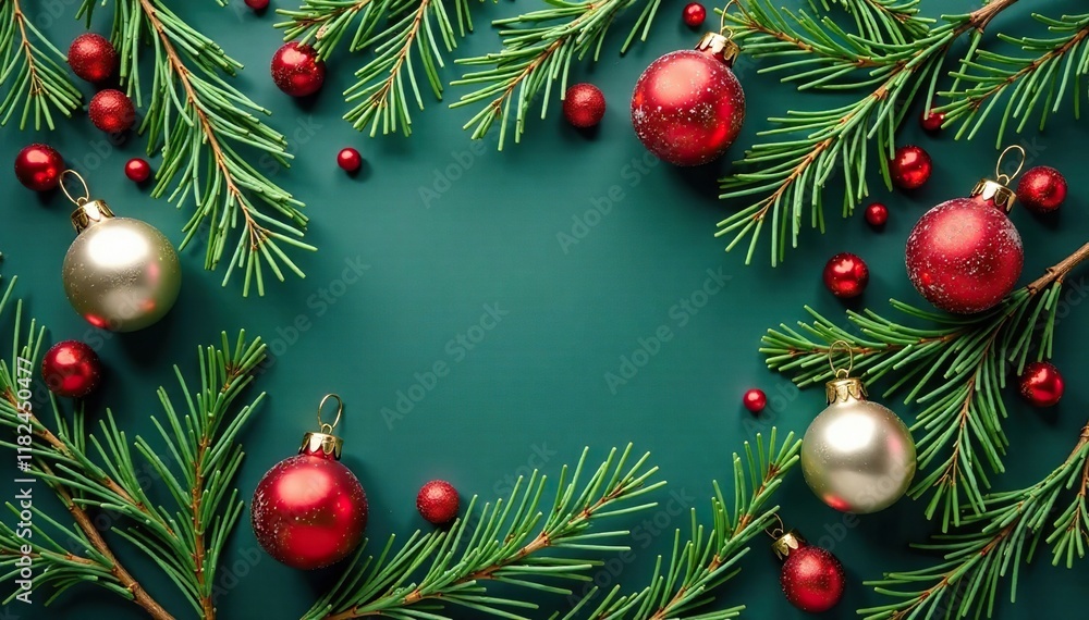 Fresh green eucalyptus and fir branches with ornaments, nature, frosty, Fresh green eucalyptus and fir branches with ornaments, nature, frosty,