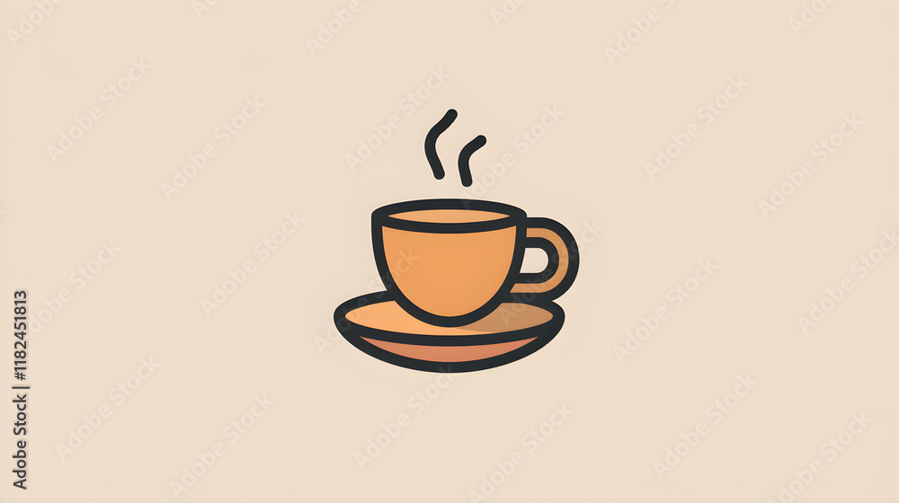 Minimalist Steaming Coffee Cup Icon for Beverage Representation in Digital Contexts Minimalist Steaming Coffee Cup Icon for Beverage Representation in Digital Contexts