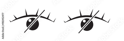 closed eye icon sign, invisible eye hide icon, incognito icon no eye view hidden icon set. vision icon, unsee icons - eyesight symbol - sight look sign 