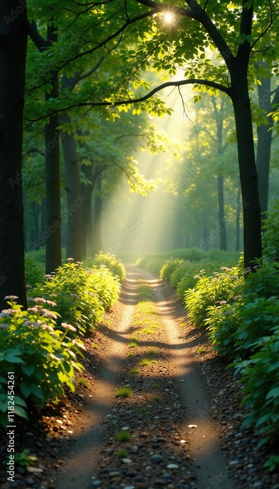 Obraz premium Sunlight casting dappled shadows on the ground, sunlight, dappled shadows, natural