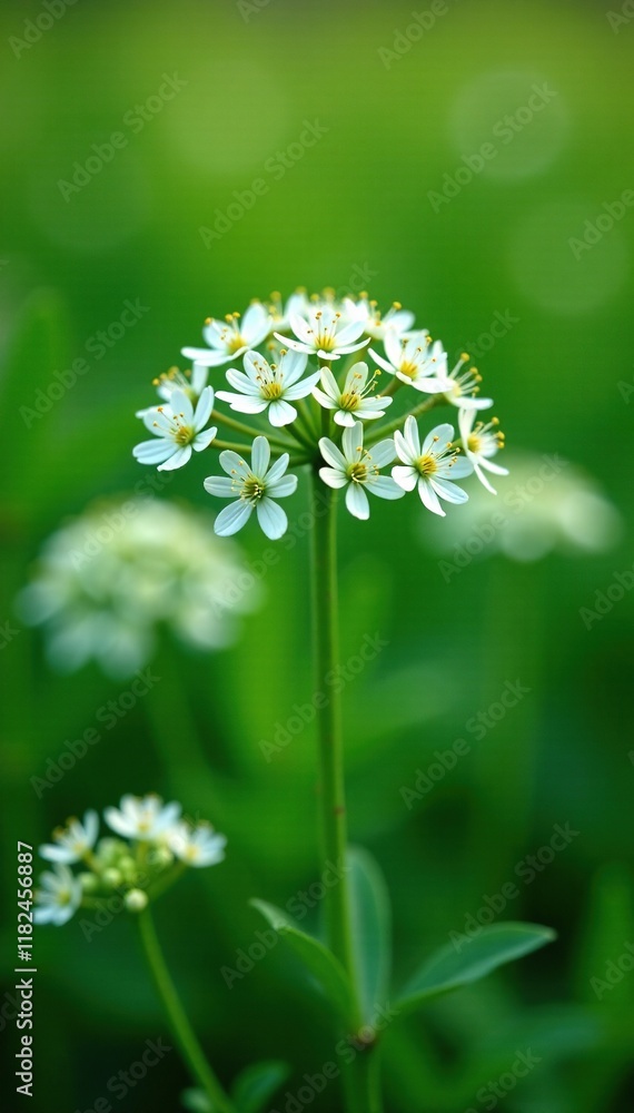 Delicate white flowers in a dense umbel shape, botany, meadow Delicate white flowers in a dense umbel shape, botany, meadow