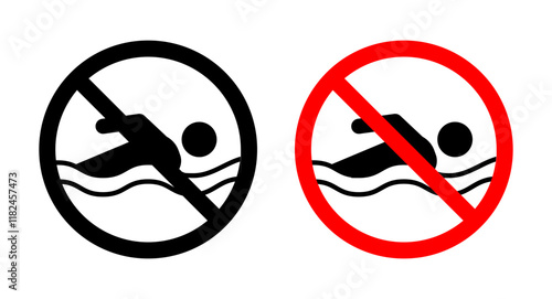 No swimming sign vector vector set for UI designs