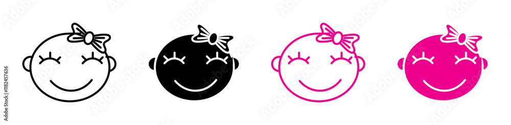 Baby girl face icons vector set for UI designs Baby girl face icons vector set for UI designs